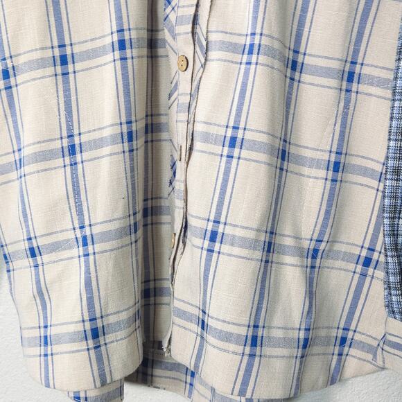 Listicle Plaid Button Down Shirt Blue White Size Large Coastal Normcore - Picture 5 of 10